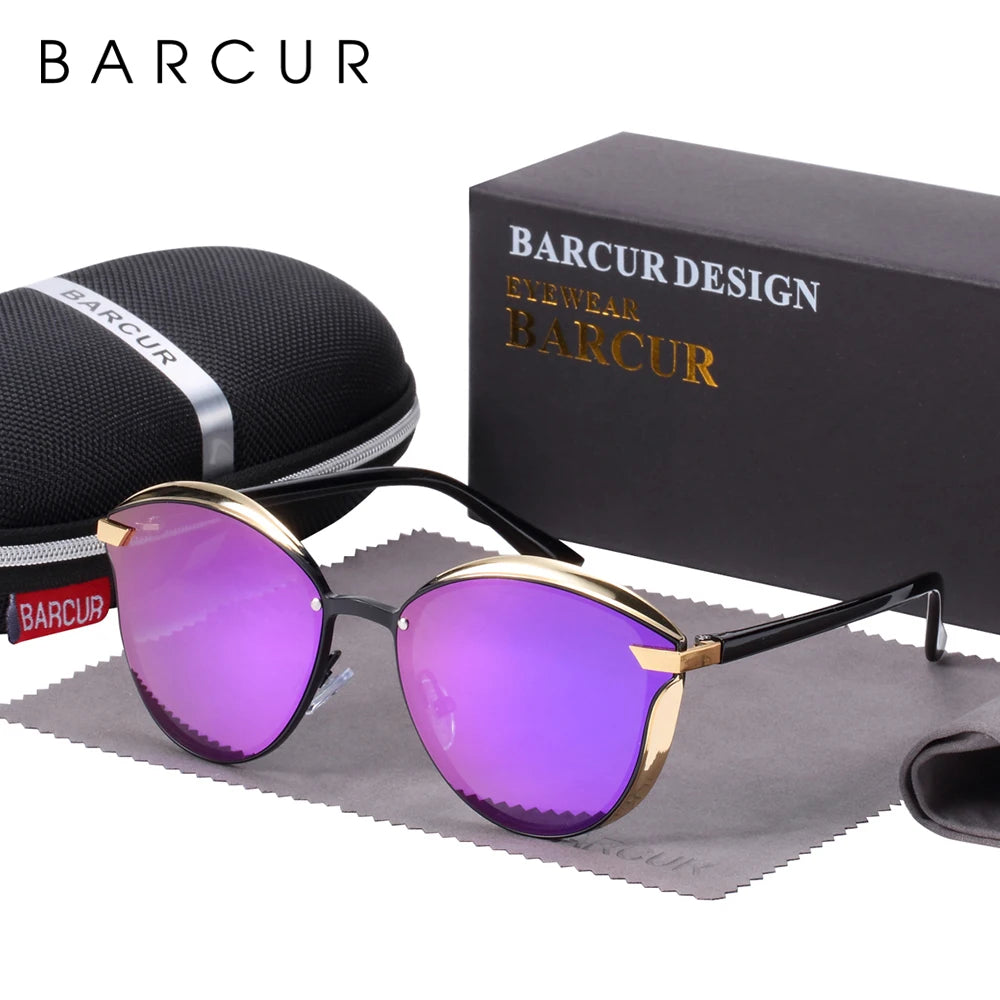 BARCUR Lunettes de soleil polarisées rondes tendance pour femme, lunettes de soleil pour femme