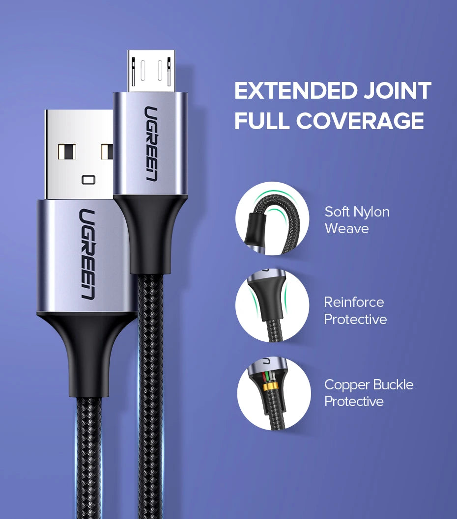 UGREEN Micro USB Cable Fast Quick Charger Cable USB to Micro USB 2.0 Android Charging Cord for Samsung Galaxy S7 S6 Note Wire