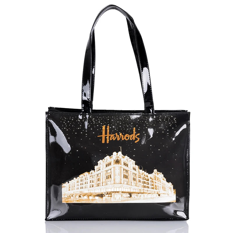 Horizontal Edition PVC Reusable Shopping Bag Eco-friendly London Lady Shopper Bag Large Capacity Waterproof Handbag Shoulder Bag
