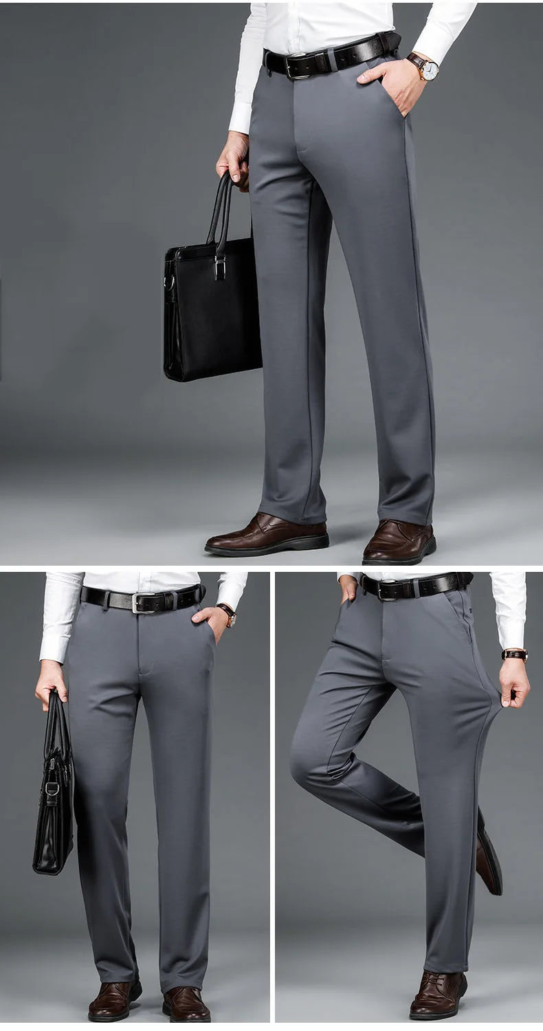Herren große Größen klassische Anzughose hohe Elastizität knitterarm elegant leger gerades Bein Business Alltagshose