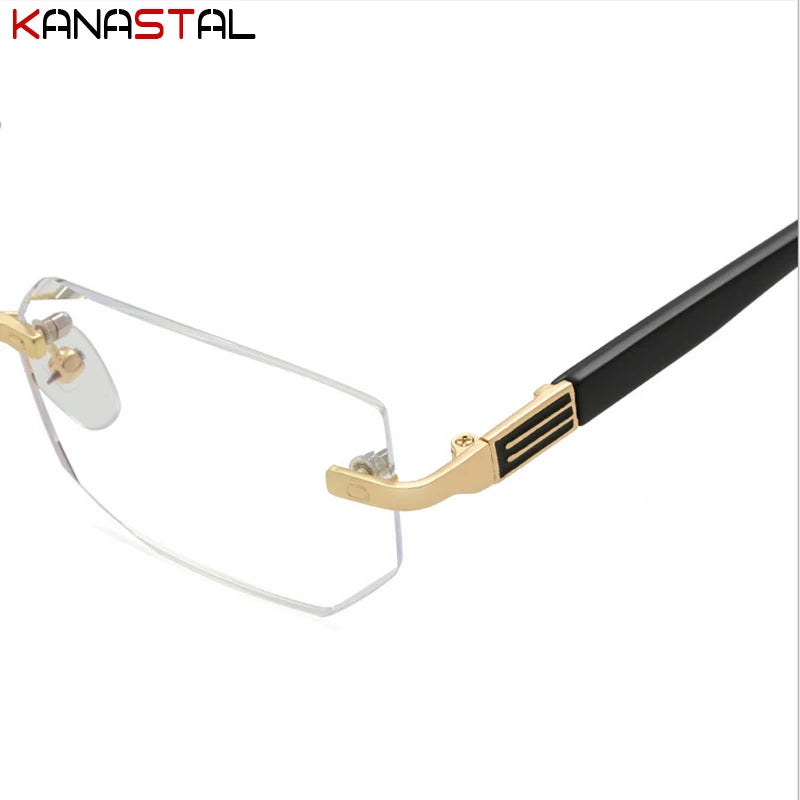 Lunettes de lecture anti-lumière bleue pour femmes, monture sans bords à découpe diamantée, pour hommes, anti-fatigue, hypermétropie, presbytie +1,5