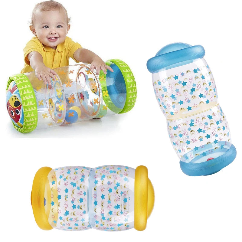 Krabbel-Lernrolle mit Glöckchen Kleinkind Stehend Früherziehungsspielzeug Aufblasbares Spielzeug Säuglingsrolle PVC Baby-Zappelspielzeug