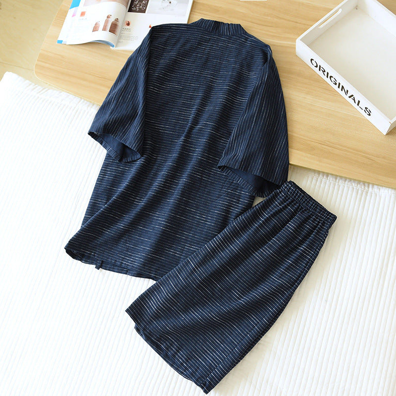 Neuer japanischer Kimono Kurzarm-Shorts-Anzug Herren Pyjama Zweiteiler Sommer Baumwolle Yukata Übergröße Bademantel Nachtwäsche für Herren