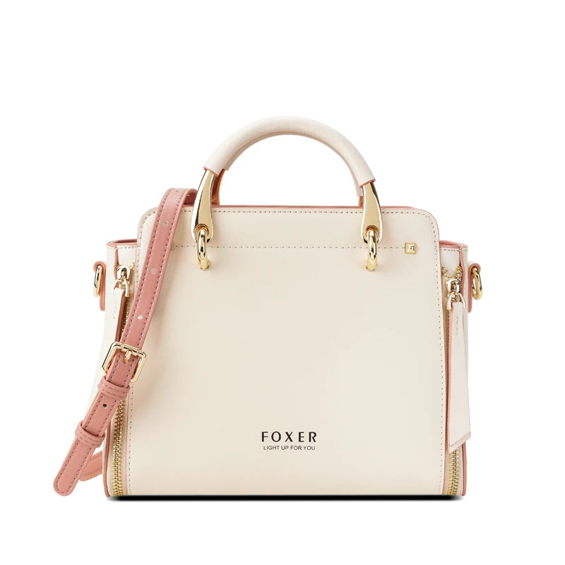 FOXER Spaltleder Damen Umhängetasche Elegante Handtasche 2026 Neue Große Damen Tragetasche Luxuriöse Designer Umhängetasche