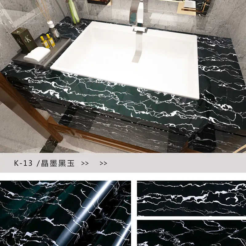Marble Vinyl Film DIY Self Adhesive Wallpaper Bathroom Kitchen Cupboard Countertops Contact Paper PVC Waterproof Wall Stickers