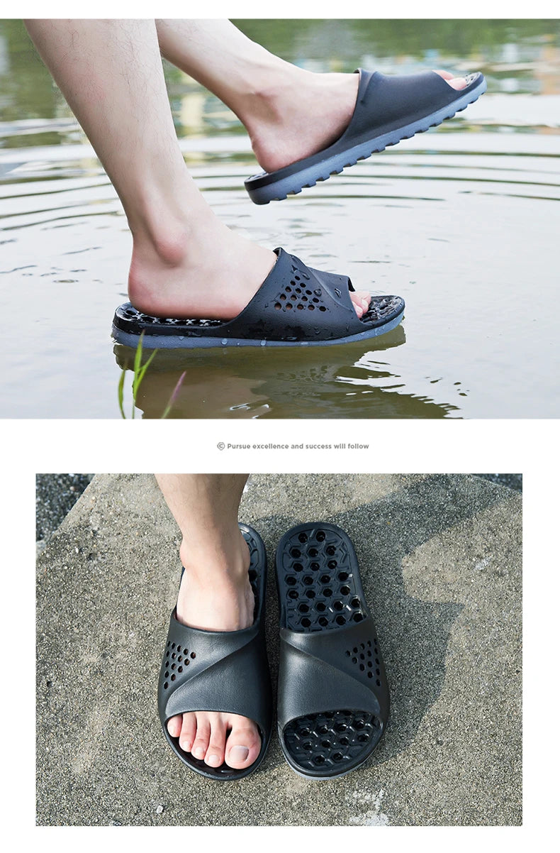 Cla. de Homme Sandales Antidérapantes Massage d'Été Claquettes de Bain Chaussures de Plage pour Hommes