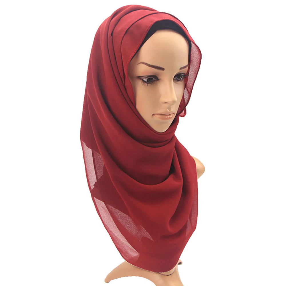 Hijab musulman en mousseline pour femmes, écharpe en mousseline bulle, voile pour femmes, musulmanes, islamiques, de couleur unie, malaisiennes, écharpes foulard musulman