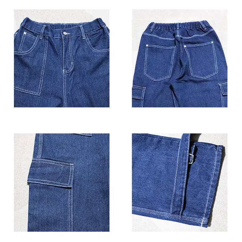 Herren Jeans Weites Bein Denim-Hose Locker Gerade Baggy Herren Jeans Hip Hop Streetwear Skateboard Neutrale Denim Hose Cargo Jeans