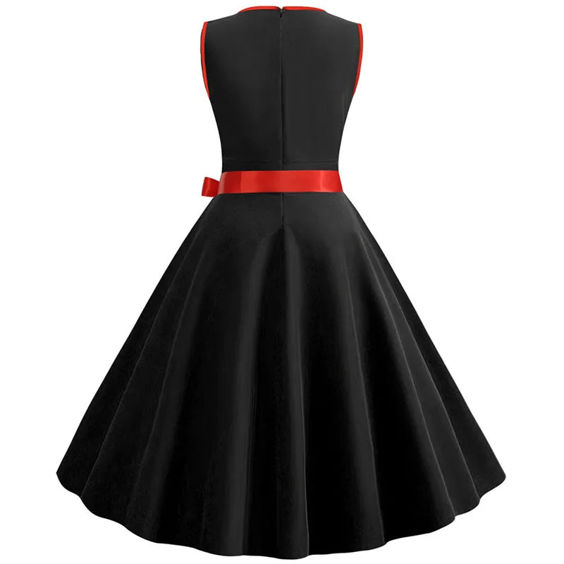 Woman Retro Dresses Audrey Hepburn 1950s 60s Rockabilly Polka Dot Bow Pinup Ball Grown Party Robe  Vestidos