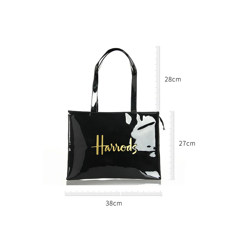 Horizontal Edition PVC Reusable Shopping Bag Eco-friendly London Lady Shopper Bag Large Capacity Waterproof Handbag Shoulder Bag