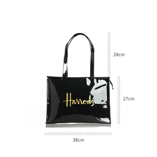 Horizontale Ausgabe PVC Wiederverwendbare Einkaufstasche Umweltfreundliche London Lady Shopper Tasche Große Kapazität Wasserdichte Handtasche Umhängetasche