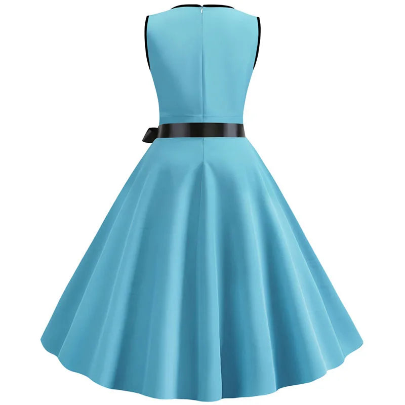 Woman Retro Dresses Audrey Hepburn 1950s 60s Rockabilly Polka Dot Bow Pinup Ball Grown Party Robe  Vestidos