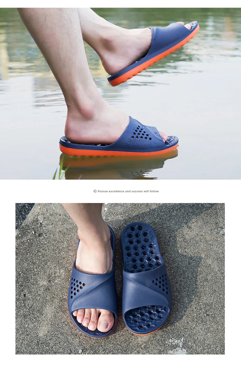 Cla. de Homme Sandales Antidérapantes Massage d'Été Claquettes de Bain Chaussures de Plage pour Hommes