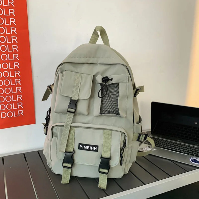 Mehrere Taschen Rucksack Herren Segeltuch Schnalle Designer Tasche Teenager Laptop Rucksäcke Studenten College Schultaschen Für Frauen