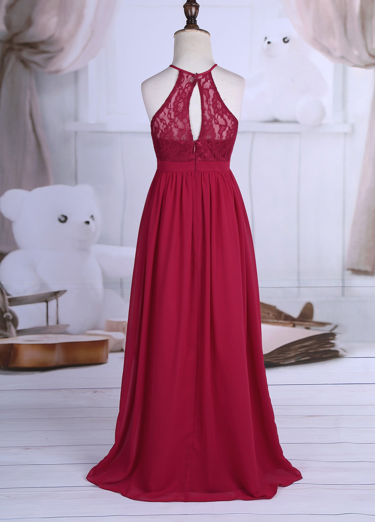 Robe de demoiselle d'honneur en mousseline florale avec découpe au dos pour enfants, tenue de fête d'anniversaire ou de mariage pour filles