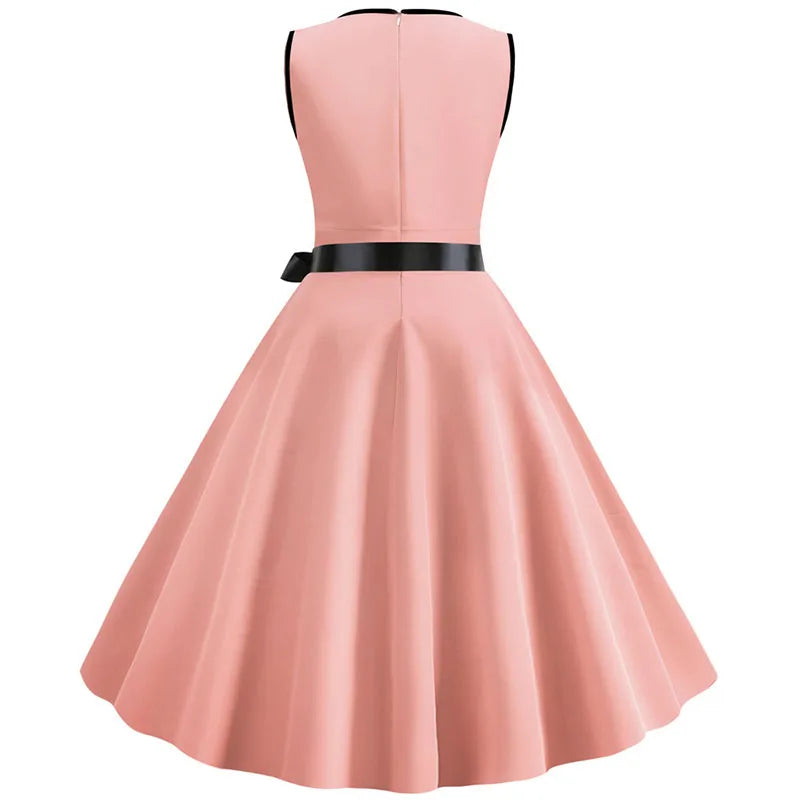 Woman Retro Dresses Audrey Hepburn 1950s 60s Rockabilly Polka Dot Bow Pinup Ball Grown Party Robe  Vestidos
