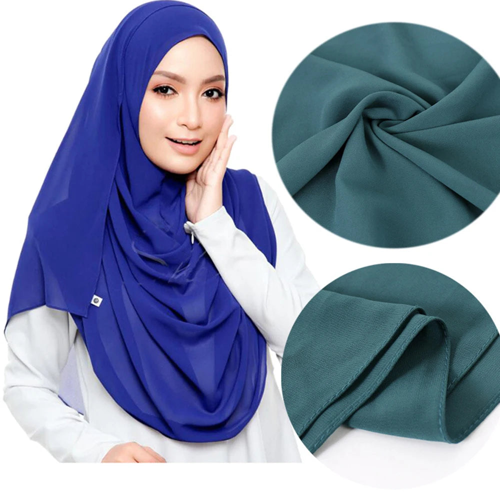 Hijab musulman en mousseline pour femmes, écharpe en mousseline bulle, voile pour femmes, musulmanes, islamiques, de couleur unie, malaisiennes, écharpes foulard musulman