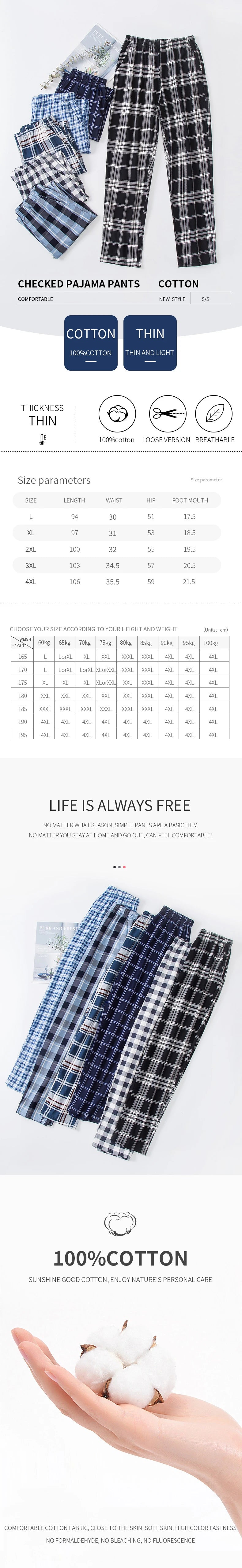 Nouveau style Vente chaude Coton carreaux Pyjama Pantalon pour Adultes Ameublement Coton Pantalon Coton Pyjama Homme Bas de sommeil Vêtements d'intérieur