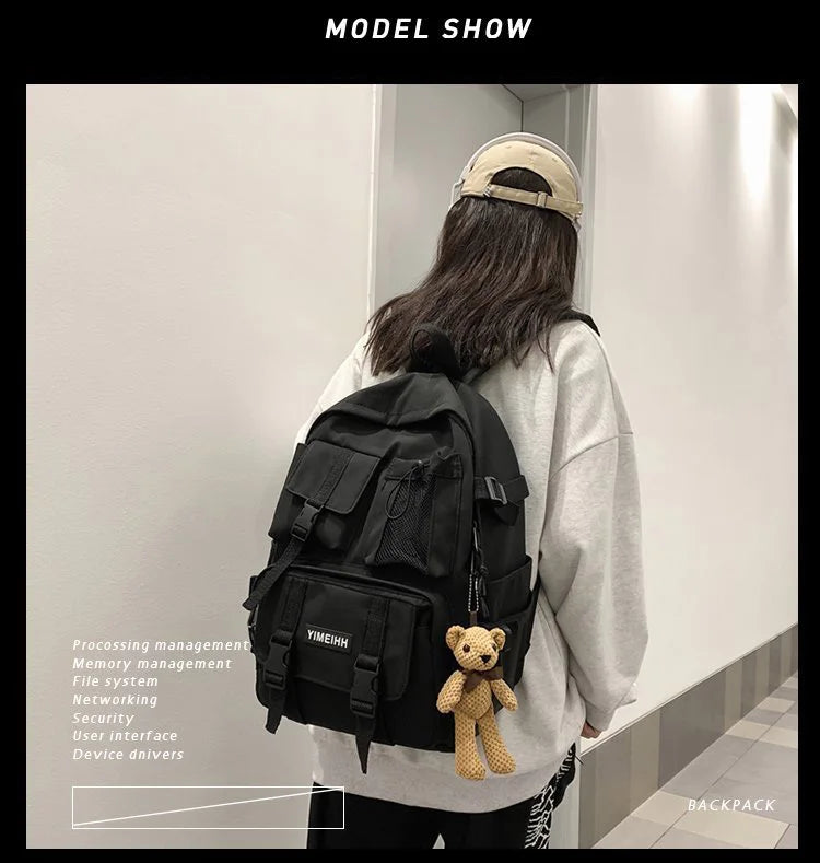 Mehrere Taschen Rucksack Herren Segeltuch Schnalle Designer Tasche Teenager Laptop Rucksäcke Studenten College Schultaschen Für Frauen