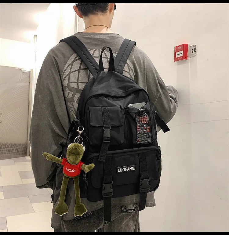 Mehrere Taschen Rucksack Herren Segeltuch Schnalle Designer Tasche Teenager Laptop Rucksäcke Studenten College Schultaschen Für Frauen