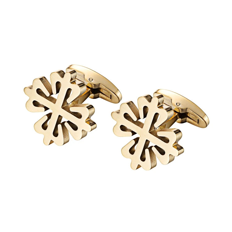Lepton 18K Gold Plated Crusaders Cufflinks Matte Stainless Steel Cufflink For Mens Wedding Groom Business Cuff Links Gemelos