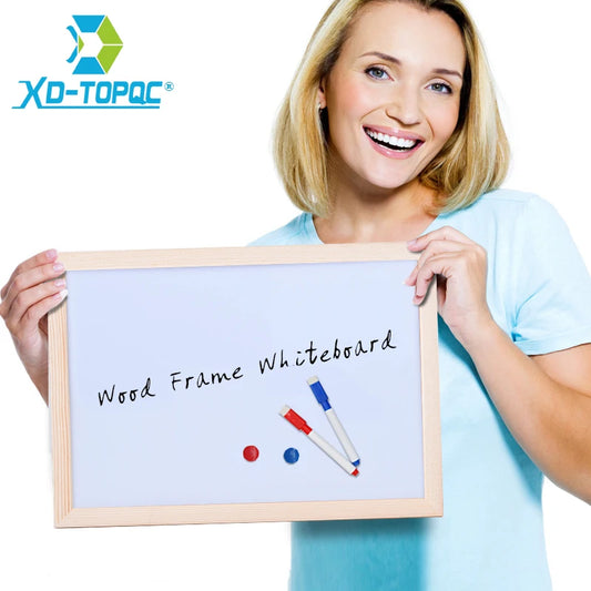 30*40cm Dry Erase Magnetic Whiteboard Wood Frame White Board Drawing Message Boards For School Office WB42
