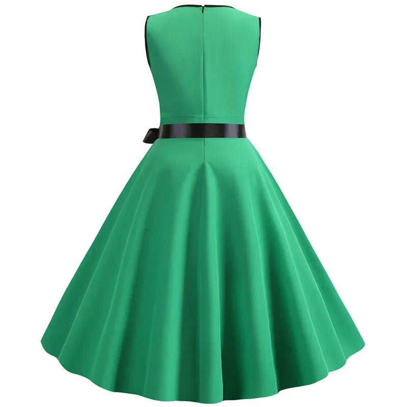 Woman Retro Dresses Audrey Hepburn 1950s 60s Rockabilly Polka Dot Bow Pinup Ball Grown Party Robe  Vestidos