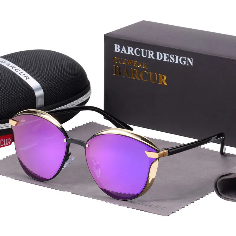 BARCUR Lunettes de soleil polarisées rondes tendance pour femme, lunettes de soleil pour femme