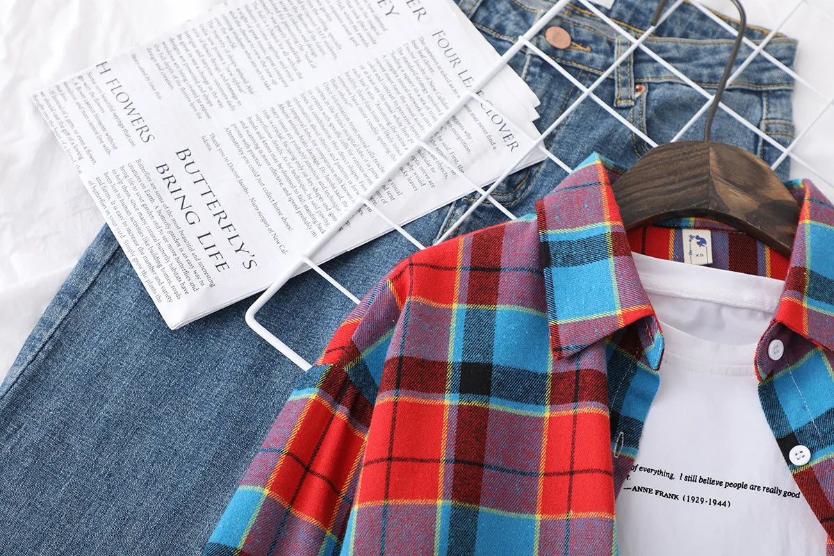 Women's Plaid Shirt 2025 New Ladies Loose Casual Blouse and Tops Fresh College Style Female Long Sleeve Shirts Women Clothes