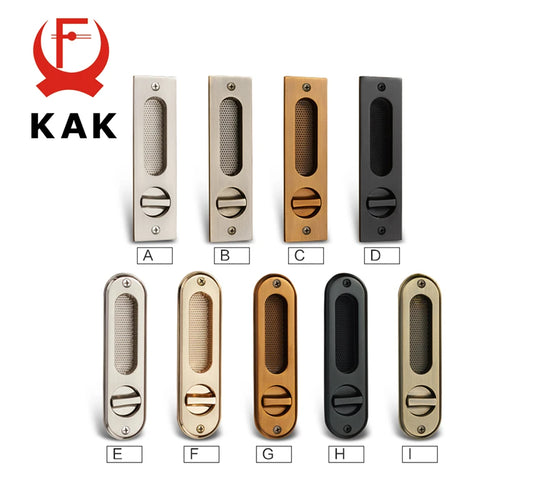 KAK Mute Mortice Sliding Door Lock Hidde Handle Interior Door Pull Lock Modern Anti-theft Room Wood Door Lock Furniture Hardware