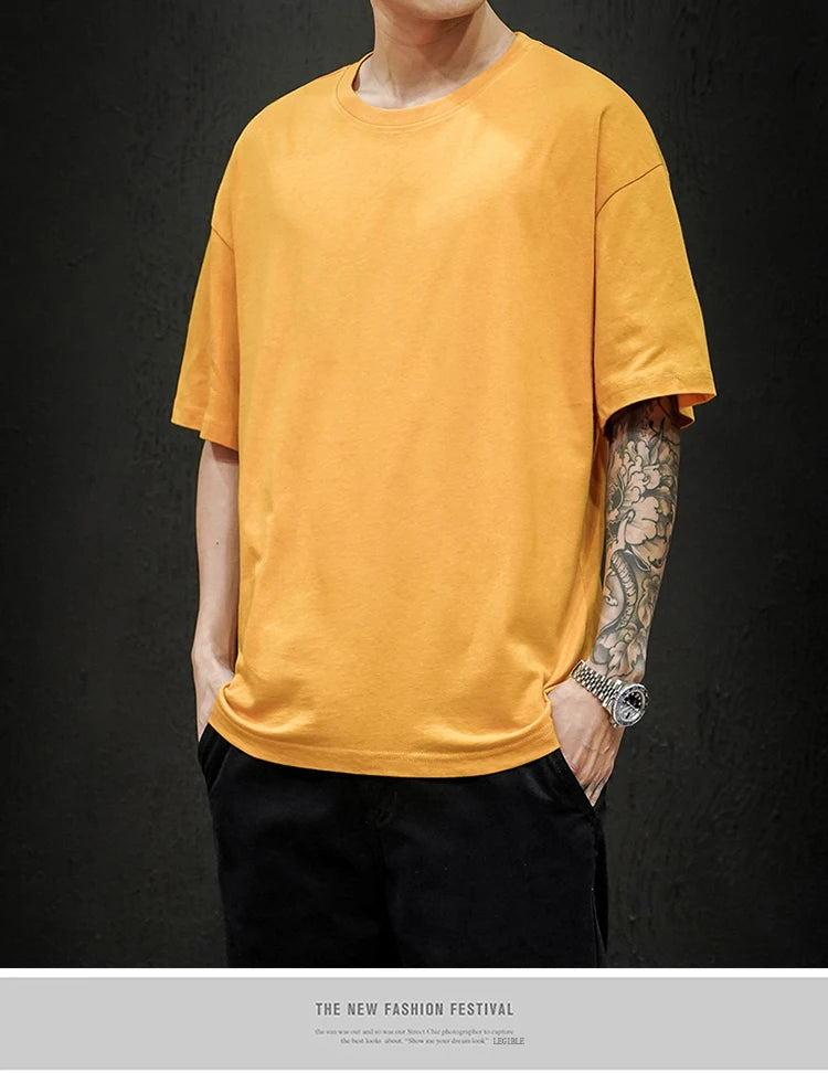 LEGIBLE 2025 Sommer Herren T-Shirt Lässiges lockeres Baumwoll-Kurzarm-T-Shirt Herren Oberteil T-Shirt Herren