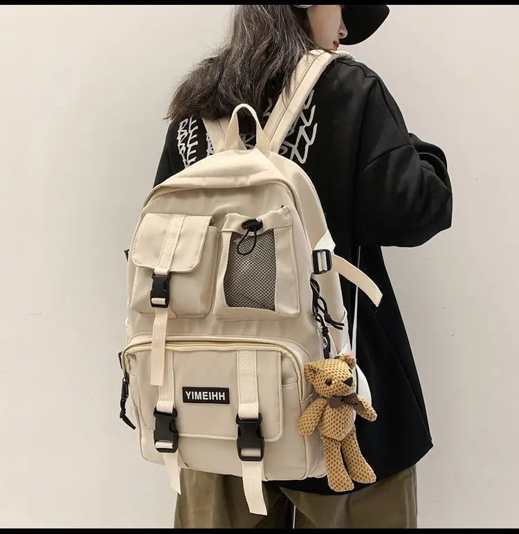 Mehrere Taschen Rucksack Herren Segeltuch Schnalle Designer Tasche Teenager Laptop Rucksäcke Studenten College Schultaschen Für Frauen