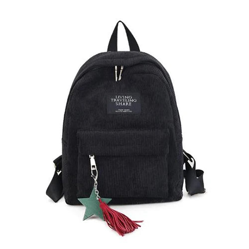 Yogodlns Sacs à dos pour femmes Sac à bandoulière d'école avec pompon Sac à dos en velours côtelé pour femmes Sacs pour ordinateur portable pour filles Sac à dos de style preppy