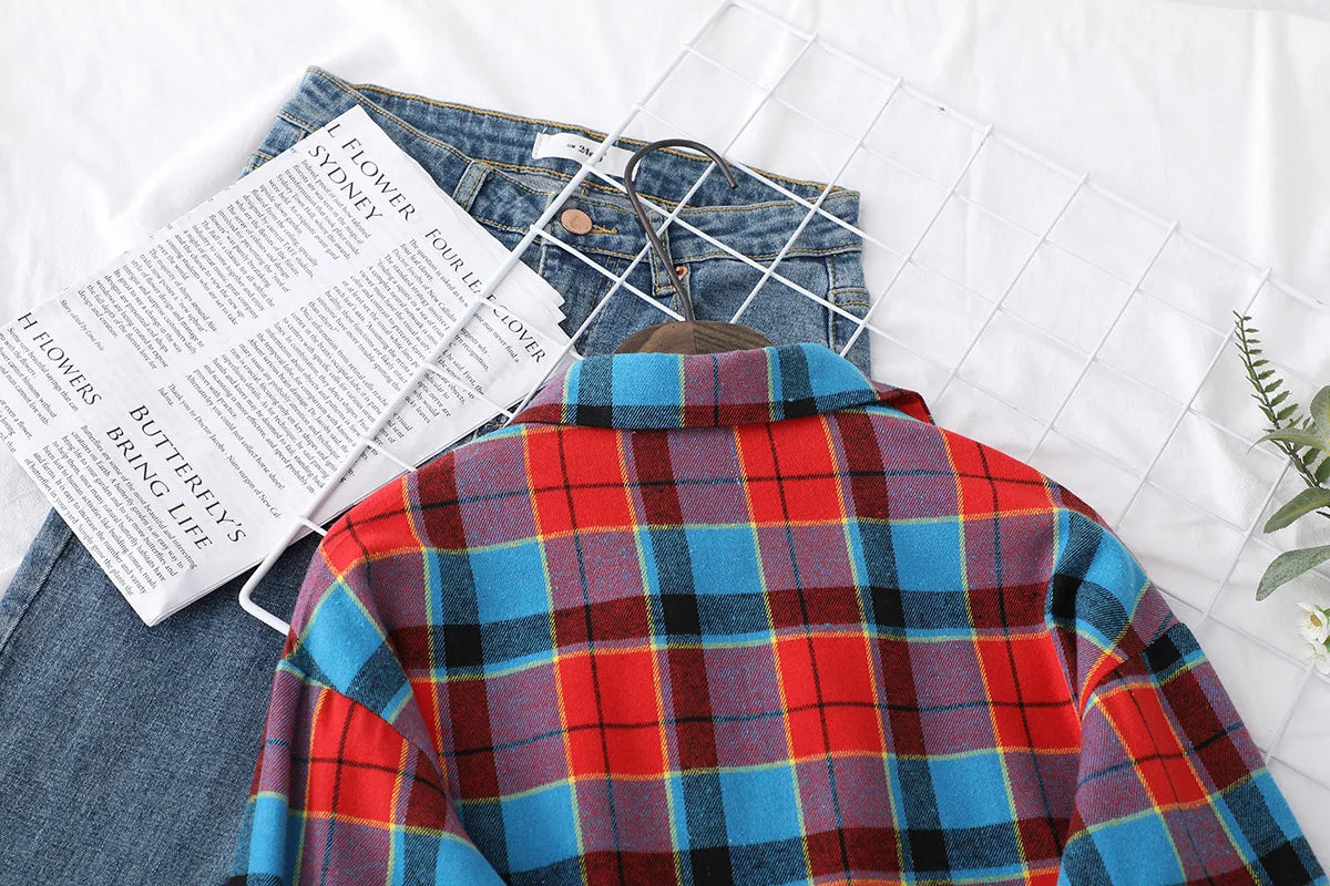 Women's Plaid Shirt 2025 New Ladies Loose Casual Blouse and Tops Fresh College Style Female Long Sleeve Shirts Women Clothes