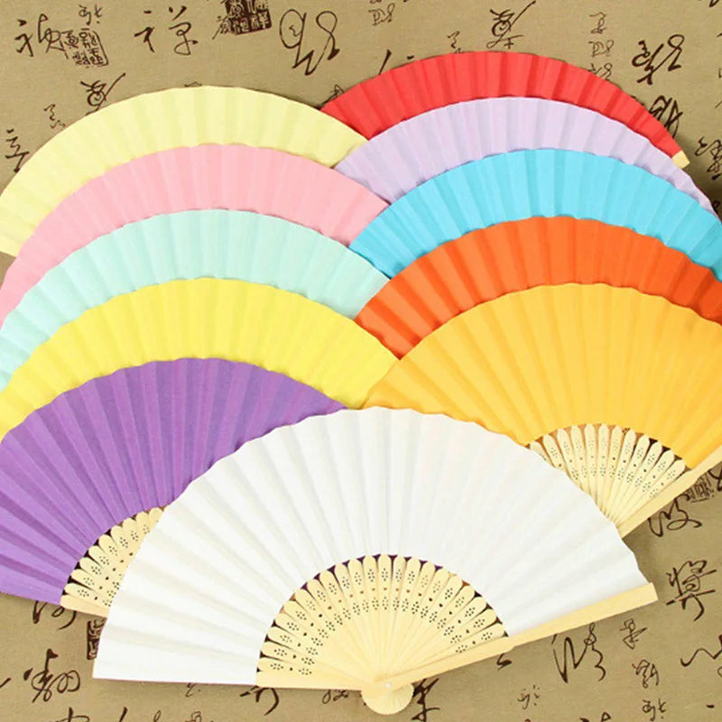 Éventails pliants portables en papier et bambou, blancs, à faire soi-même, pour la calligraphie, la peinture, décoration de mariage, cadeaux de mariage