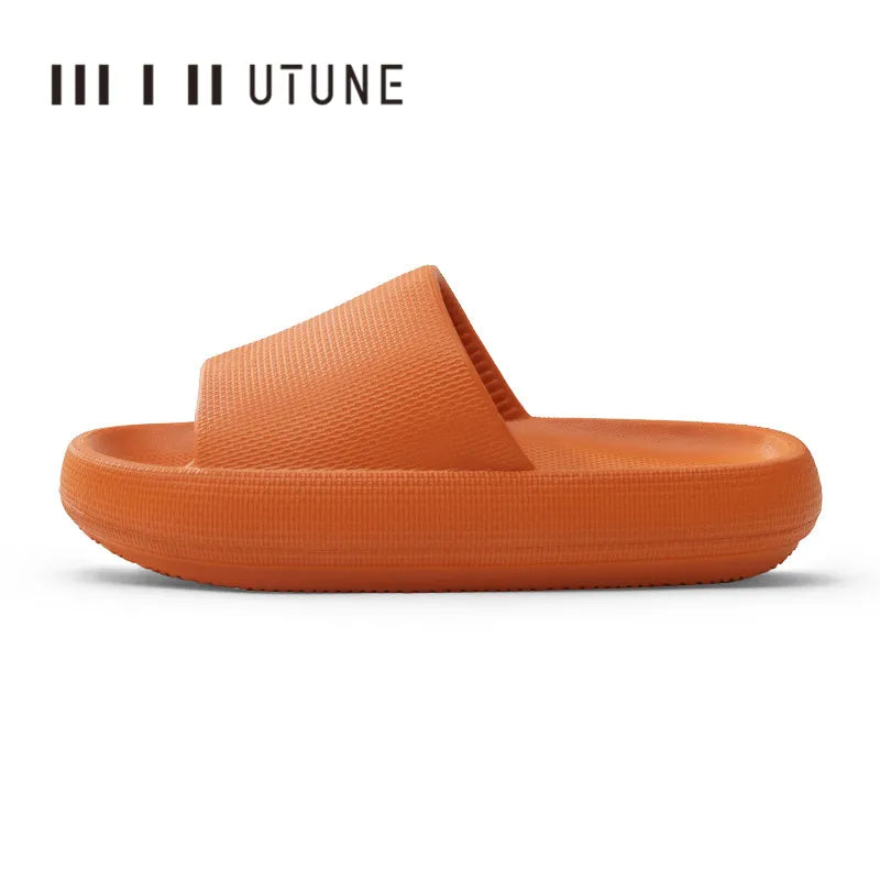 UTUNE 51CM Hausschuhe für Herren Plateau Haussschuhe EVA Weiche Mode Pantoletten Rutschfeste Sommersandalen Damen Badeschuhe Dusche