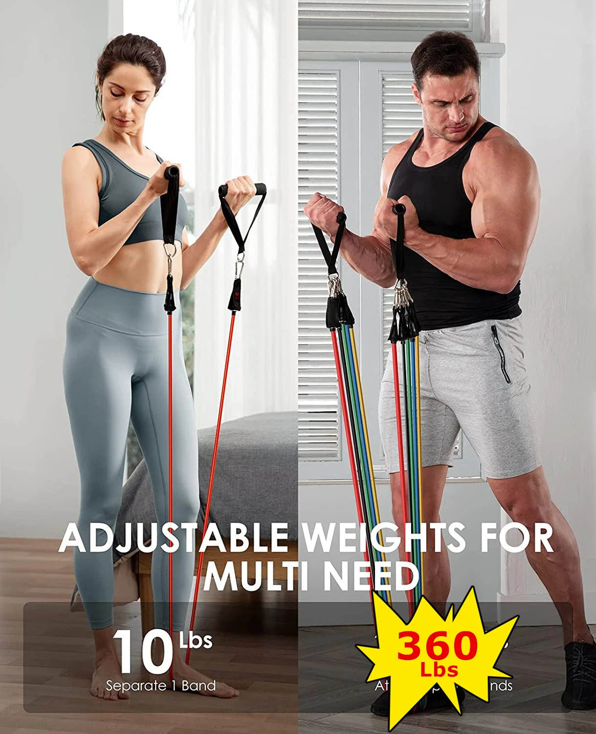 360lbs Fitness Übungen Widerstandsbänder Set Elastische Tubes Zugseil Yogaband Trainingsausrüstung für Zuhause Fitnessstudio Gewicht
