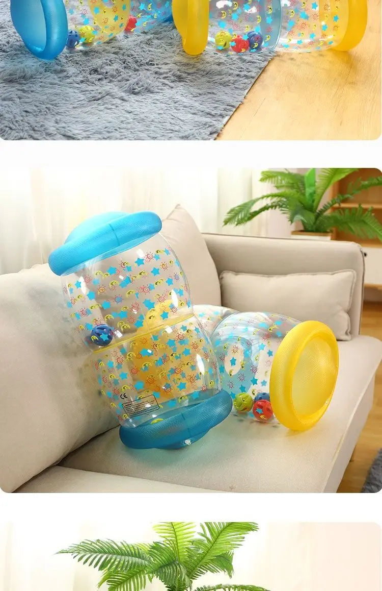 Krabbel-Lernrolle mit Glöckchen Kleinkind Stehend Früherziehungsspielzeug Aufblasbares Spielzeug Säuglingsrolle PVC Baby-Zappelspielzeug