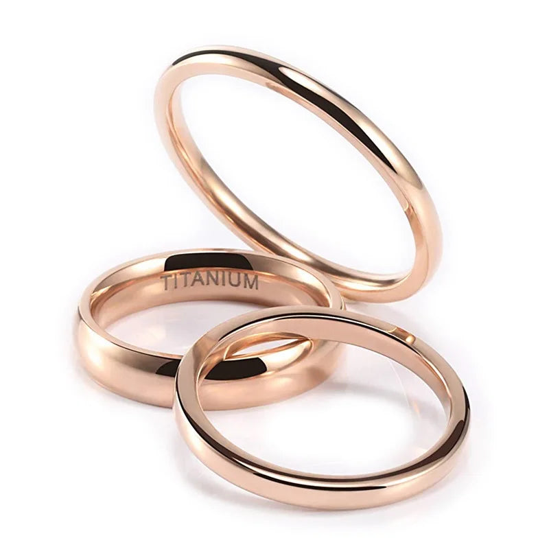 Bague fine Kolmnsta 2mm 4mm pour femme, plaquée or rose titane, classique, pour homme femme, alliance, couple