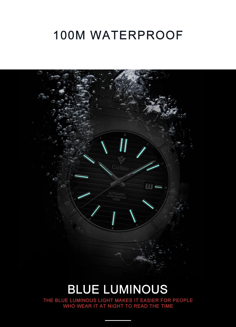 CADISEN Taucheruhr Retro Luxus Saphirglas MIYOTA 8215 Deutscher Designer Herren Automatikuhr Mechanisch 10Bar Wasserdicht Leuchtend