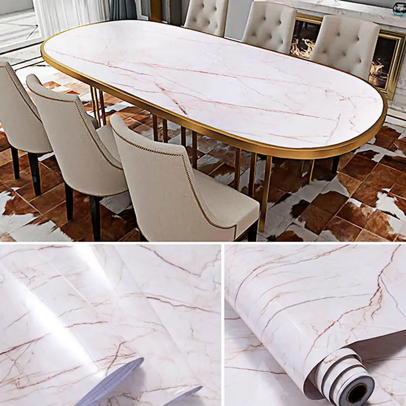 Marble Vinyl Film DIY Self Adhesive Wallpaper Bathroom Kitchen Cupboard Countertops Contact Paper PVC Waterproof Wall Stickers