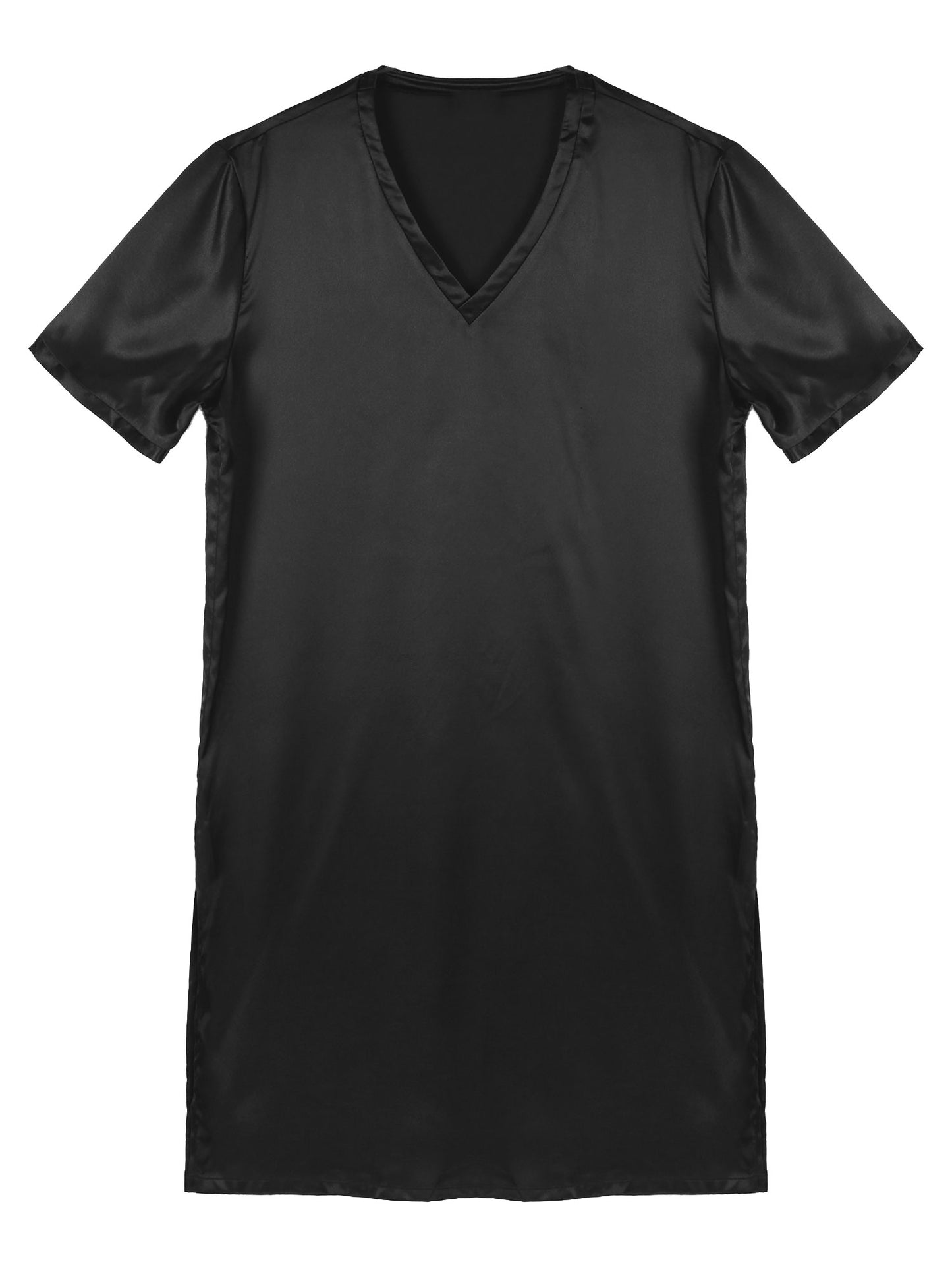 Damen Herren Seidensatin Pyjamas Schlafanzug Kurzarm Nachthemd Kimono Bademantel Schlafrock Morgenmantel Sommer Nachthemd Homewear