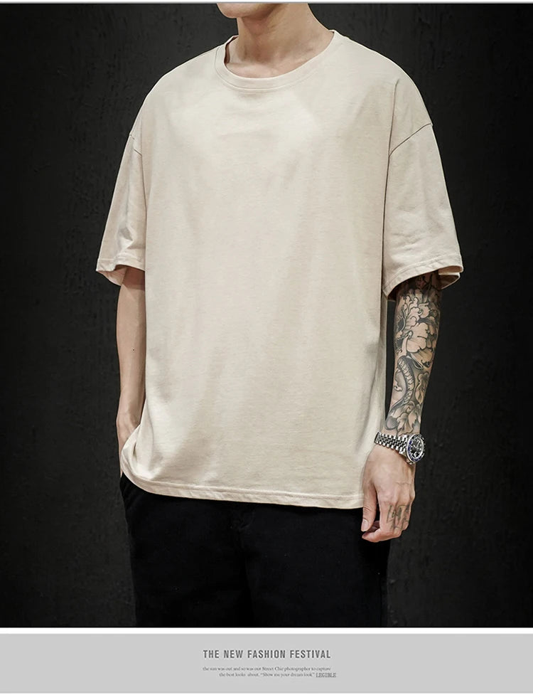 LEGIBLE 2025 Sommer Herren T-Shirt Lässiges lockeres Baumwoll-Kurzarm-T-Shirt Herren Oberteil T-Shirt Herren