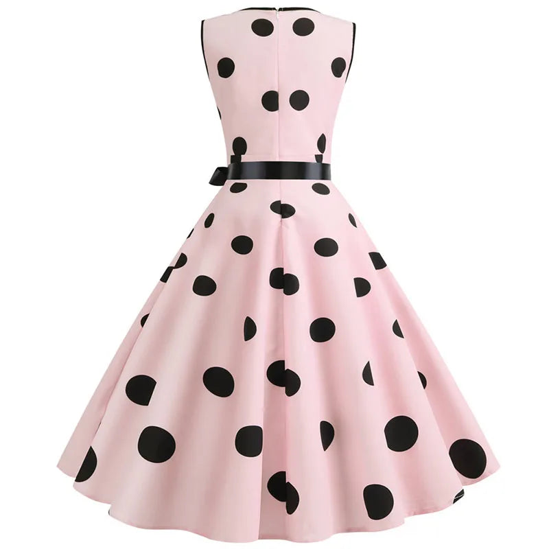 Woman Retro Dresses Audrey Hepburn 1950s 60s Rockabilly Polka Dot Bow Pinup Ball Grown Party Robe  Vestidos