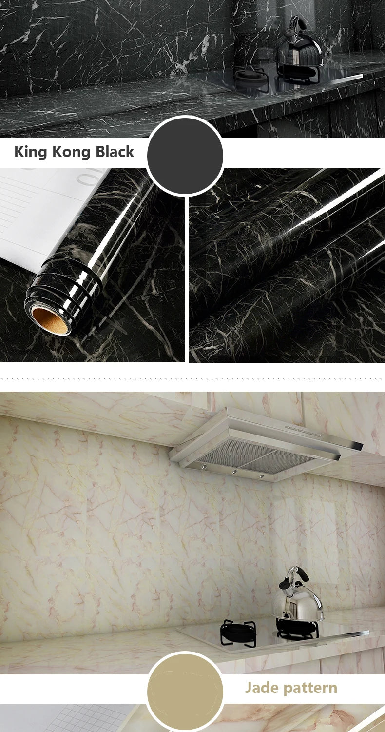 Marble Vinyl Film DIY Self Adhesive Wallpaper Bathroom Kitchen Cupboard Countertops Contact Paper PVC Waterproof Wall Stickers