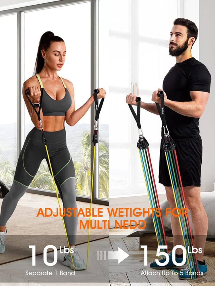 360lbs Fitness Übungen Widerstandsbänder Set Elastische Tubes Zugseil Yogaband Trainingsausrüstung für Zuhause Fitnessstudio Gewicht
