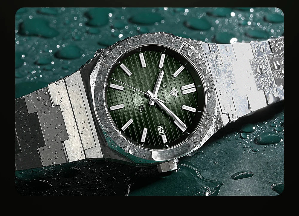 CADISEN Taucheruhr Retro Luxus Saphirglas MIYOTA 8215 Deutscher Designer Herren Automatikuhr Mechanisch 10Bar Wasserdicht Leuchtend