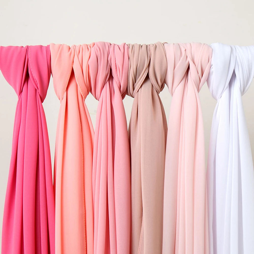 Hijab musulman en mousseline pour femmes, écharpe en mousseline bulle, voile pour femmes, musulmanes, islamiques, de couleur unie, malaisiennes, écharpes foulard musulman
