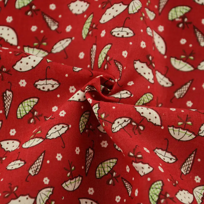 Schöner frischer rot bedruckter Stoff mit Blumenmustern, dünner Stoff aus 100 % Baumwolle, Patchwork für DIY-Bastelarbeiten, Heimtextilien, Meterware