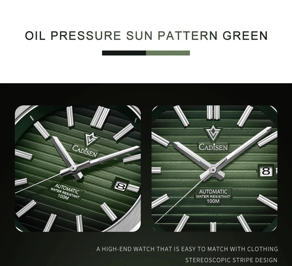 CADISEN Taucheruhr Retro Luxus Saphirglas MIYOTA 8215 Deutscher Designer Herren Automatikuhr Mechanisch 10Bar Wasserdicht Leuchtend